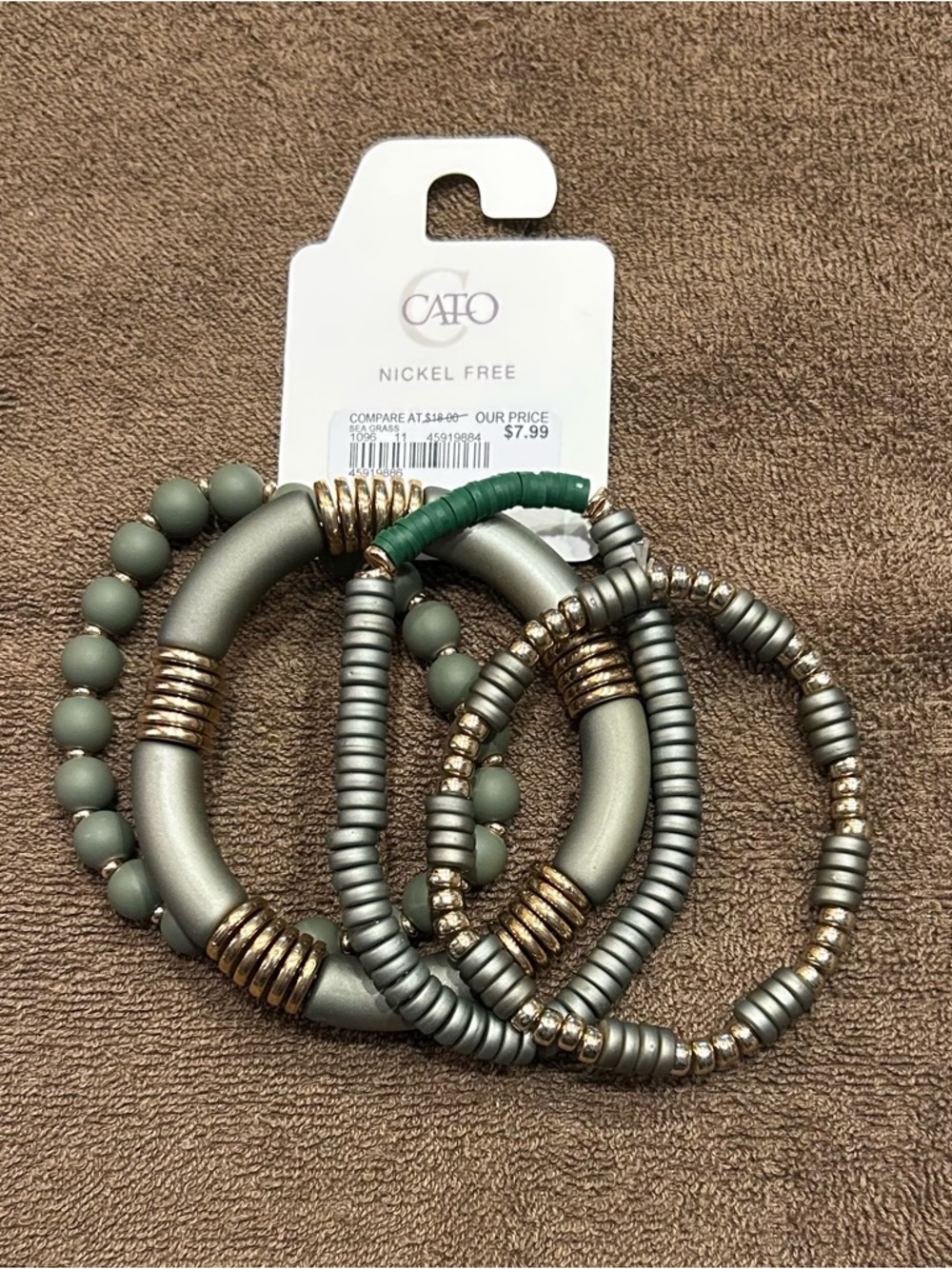 Cato Olive and Gold Stretch Bracelet Set - Women's Jewelry Set of 4